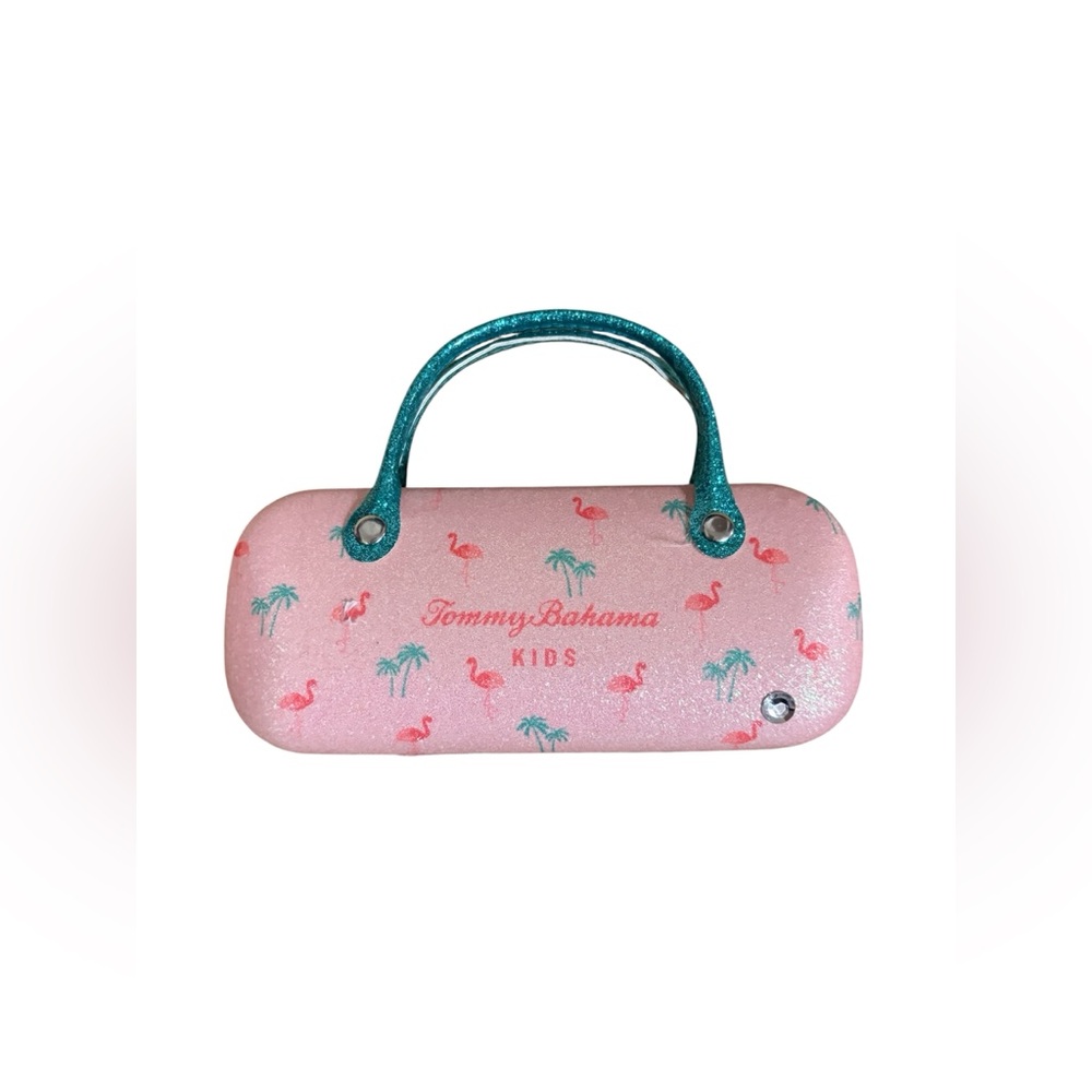 Tommy Bahama Kids Pink Flamingo Glitter Hard Glasses Case